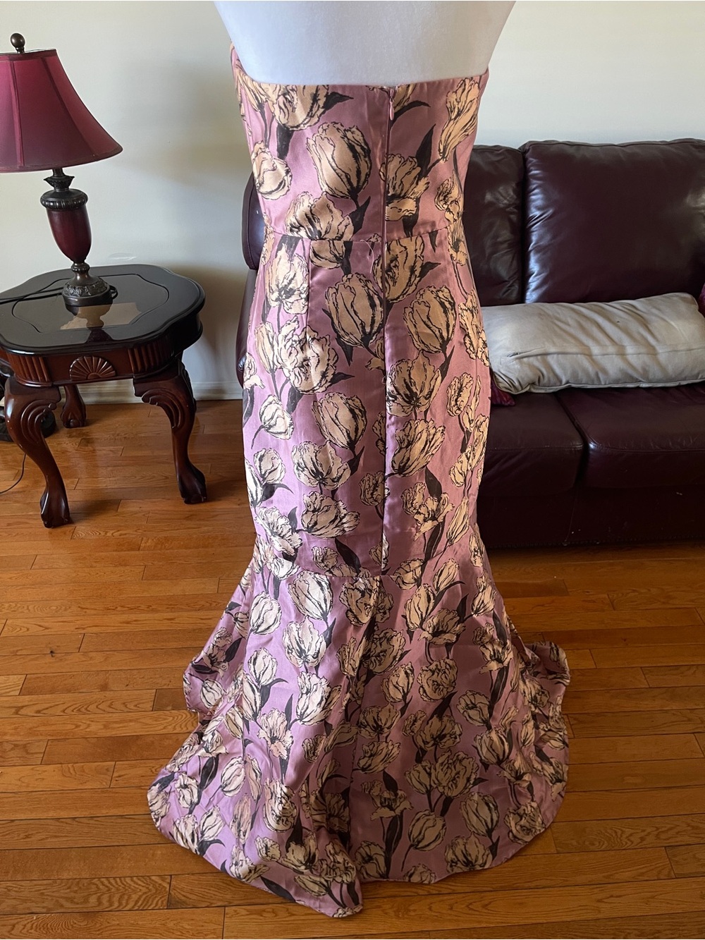 Lulus Gowning Around Mauve Floral Jacquard Strapless Maxi Dress - Picture 9 of 12